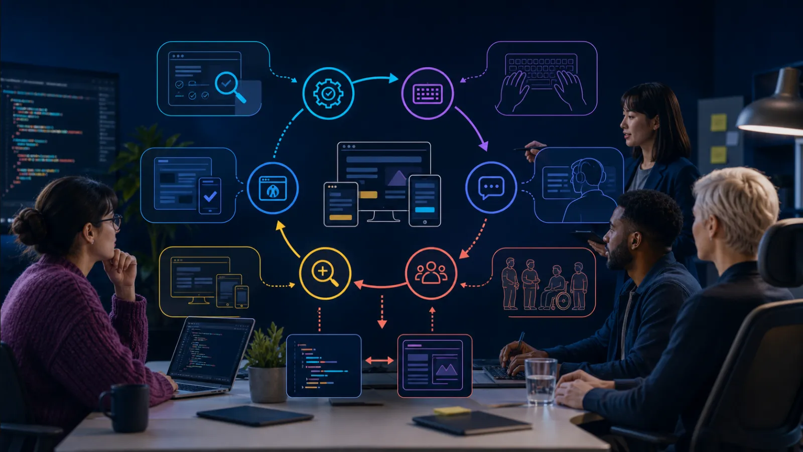 Inclusive users interacting with an accessible web app