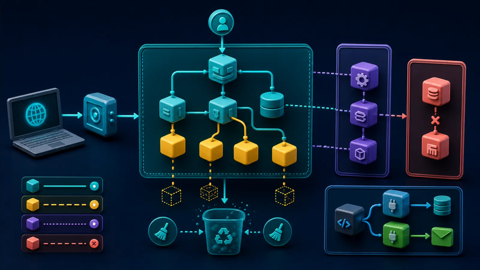 Abstract visual of connected .NET services