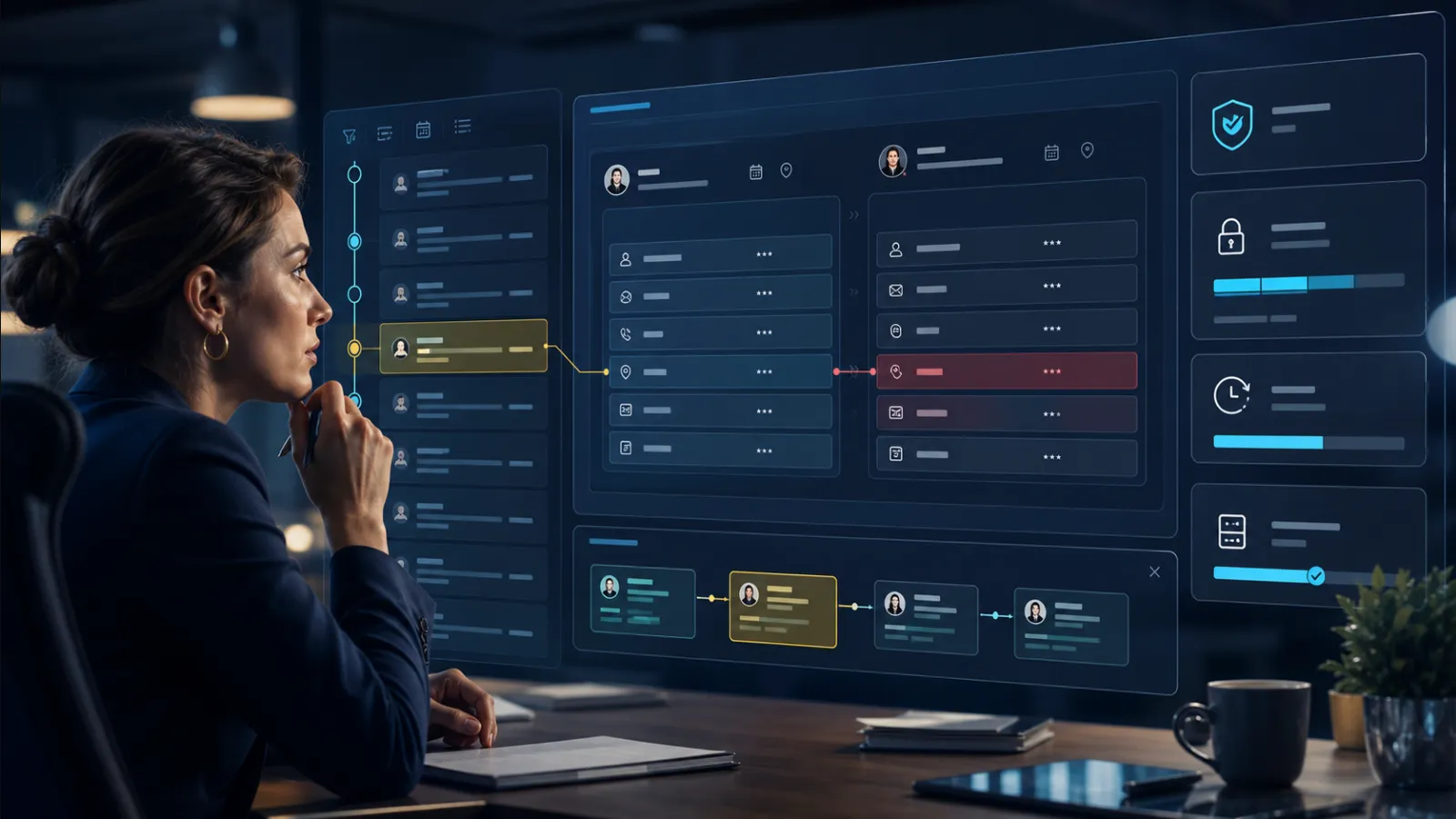 Investigator following a business audit timeline