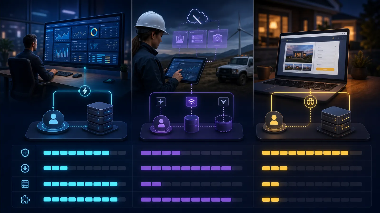 Clean application architecture dashboard on multiple devices