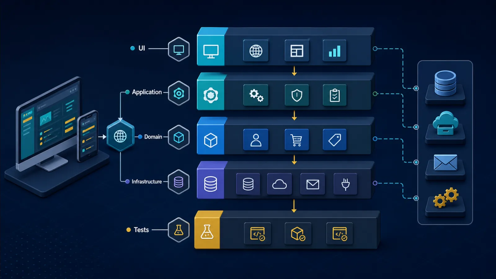 Layered ASP.NET Core solution diagram