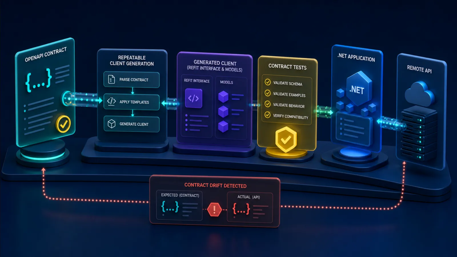 Developer integrating services through generated API clients