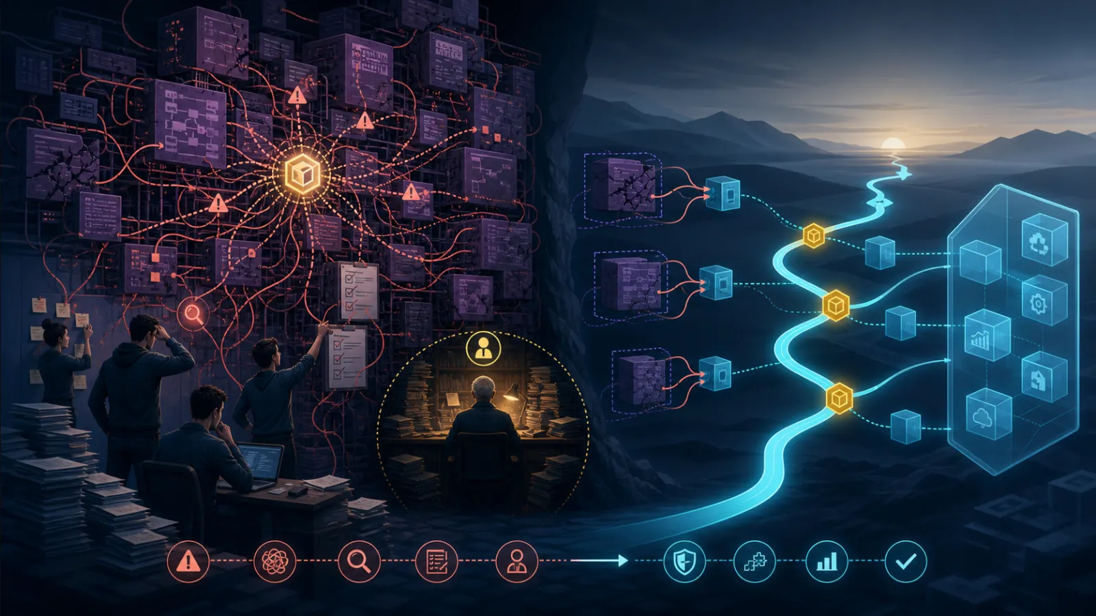 Business workflow constrained by ageing software, manual work and fragile integrations