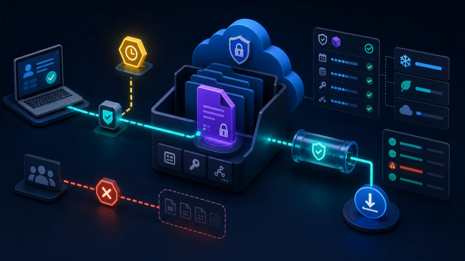 Encrypted files stored in a cloud repository